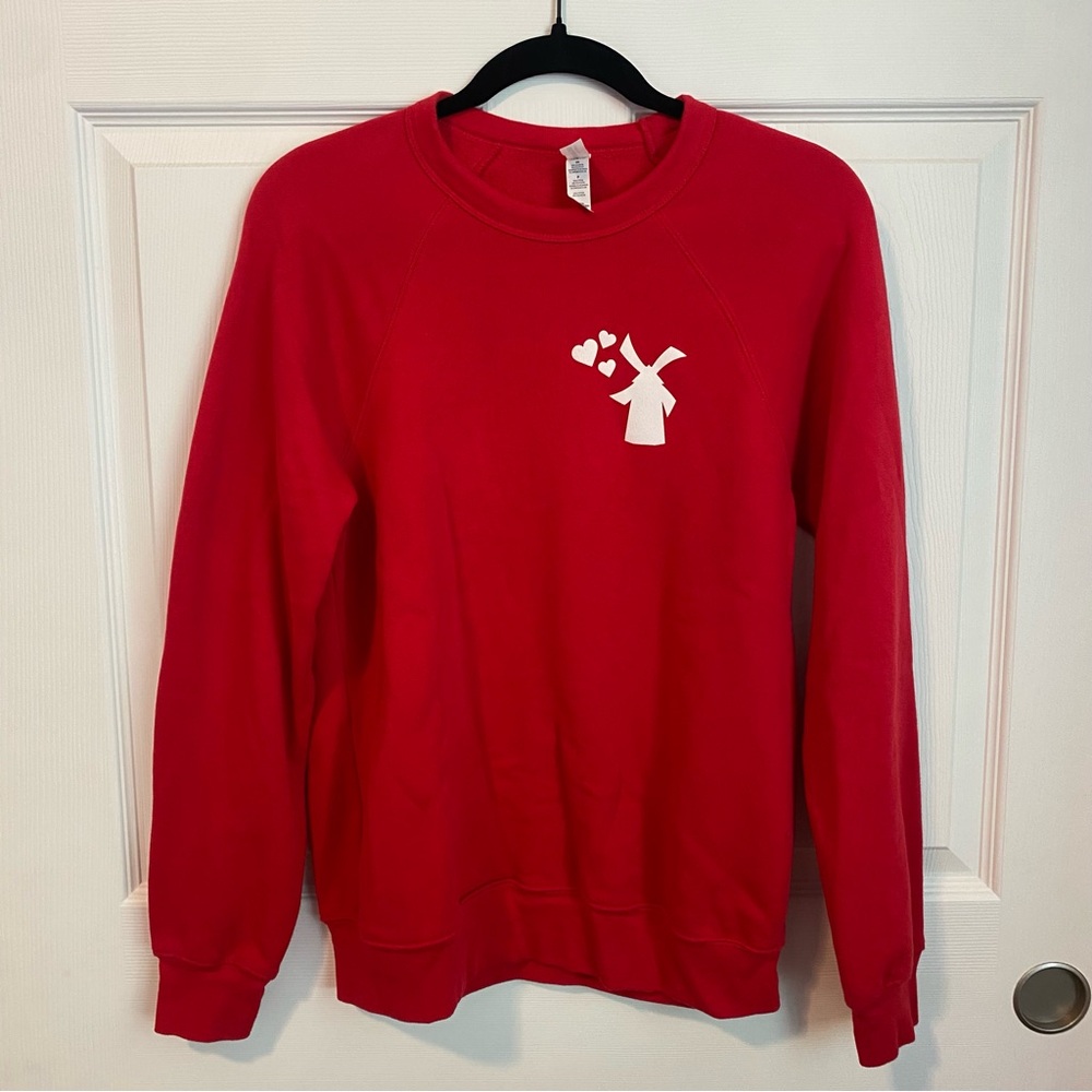 Dutch Bros Red Crewneck Sweater with Ribbed Cuffs